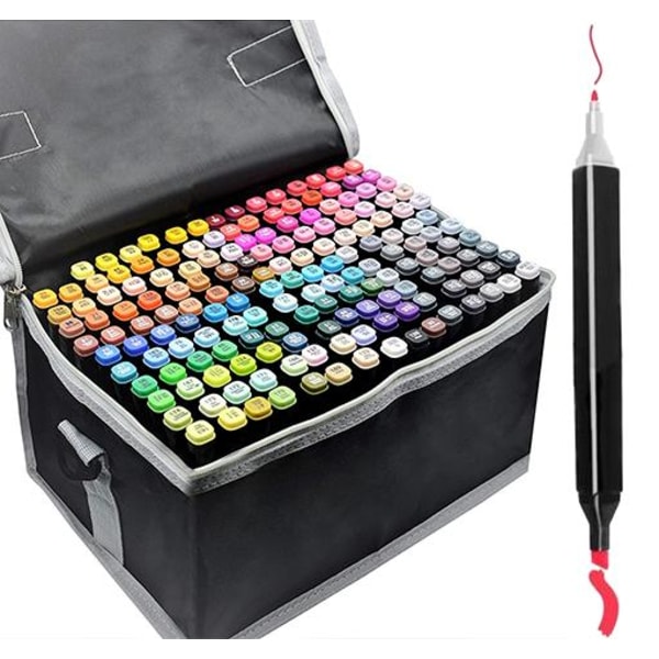 168-pack Marker Pens with Case - Colored Pens Double-Sided Pens Multicolor Multicolor multifärg
