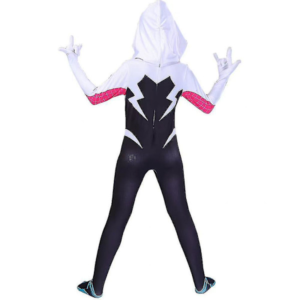 Spider-Gwen Cosplay Jumpsuit Kostume til Piger 4-10 År med Maske 5-6 Years