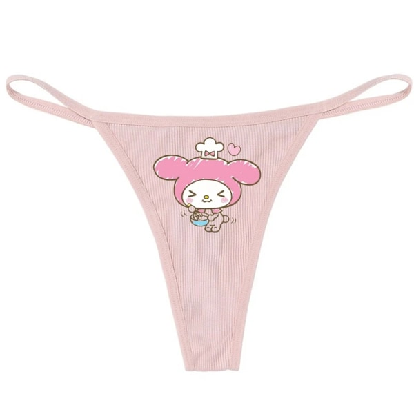 Hellokitty Ren Bomull Tunn Rem Sexig Stringtrosa Låg Midja Sömlös Anime Tecknad Kuromi Underkläder för Kvinnor Enkla Ribbade T-trosor ROSA 8 PINK 8 XL