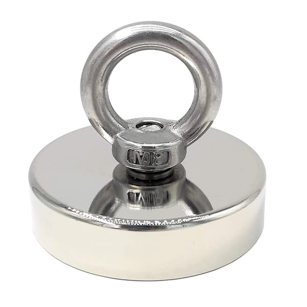 Neodymmagnet 140 kg styrka diameter 60 mm, magneter med kraftfulla lyftöglor