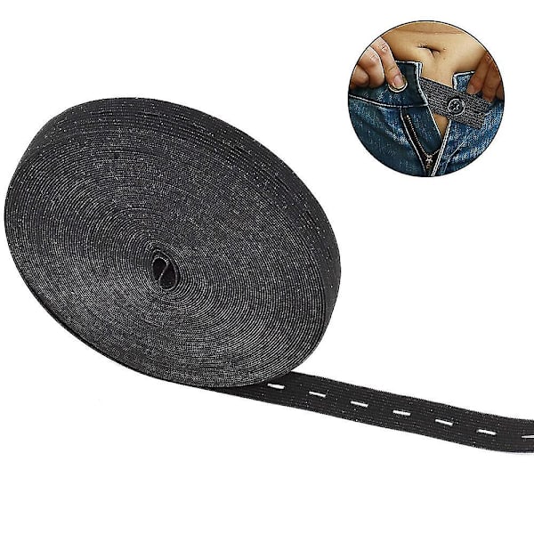 Knapphåls Elastiskt Band För Byxknappsförlängare, Justerbart Black