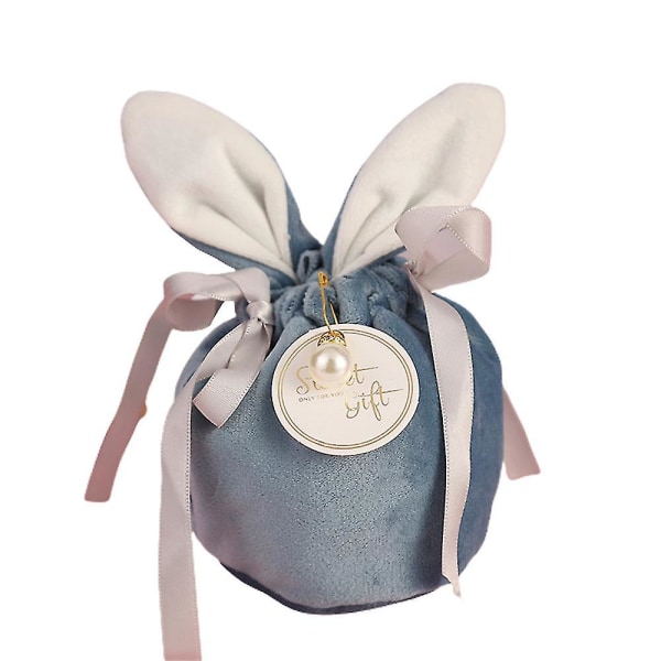 Bunny Easter Candy smykker Sød kanin Organizer Bryllupsgave pakkepose Blue L 10PCS