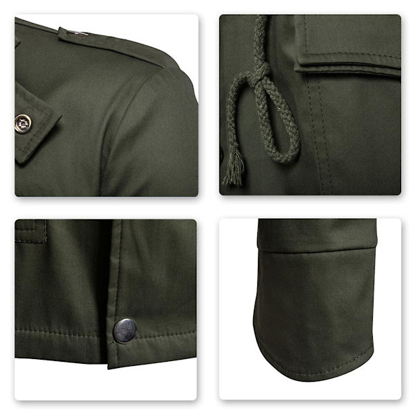 Allthemen Herre Solid Høst Lapel Casual Jakke Army Green L