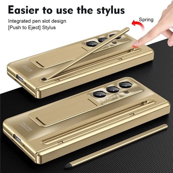 Mobile Case for Galaxy Z Fold7 with Screen Protector and Stylus Hinge - Gold Guld 56