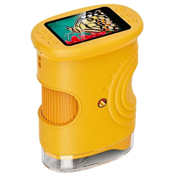 Handheld Microscope for Kids with 2-inch HD Screen 50-1000X Yellow(h)