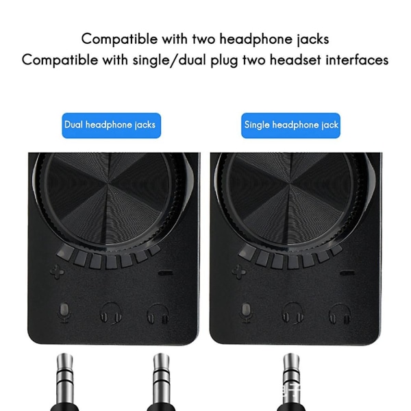 Usb lydkortadapter 7.1-kanals 3.5 mm lydgrensesnitt Usb2.0 mikrofonhodesett Dataspill Så