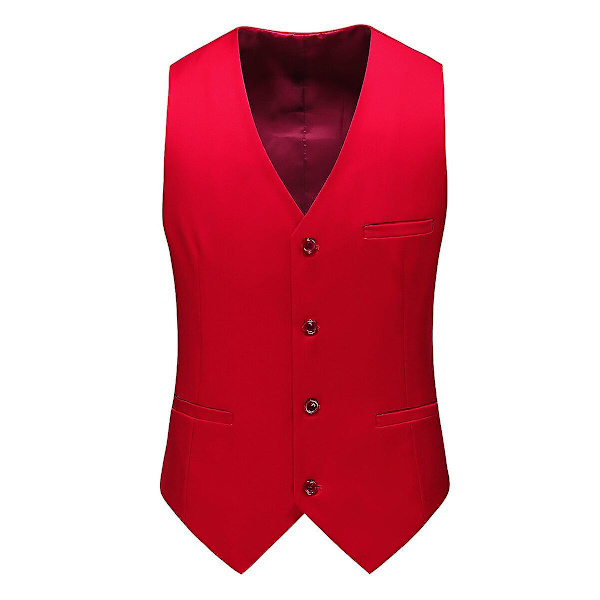 Allthemen Herre V-Hals Suit Vest Ensfarvet Bryllup Forretningsvest S