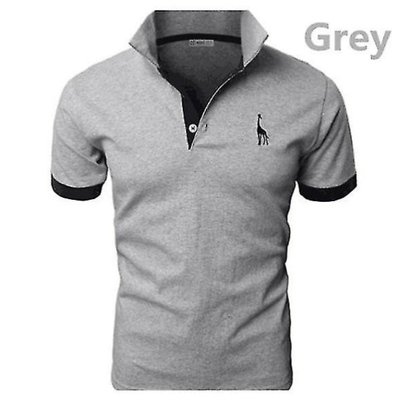Sommertøj 2023 Casual Sport Mænd Polo T-shirts med logobroderi Monteret Golf Mænd Polo shirts Gray 3XL
