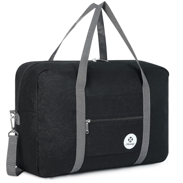 Kabinbagasje for Easyjet Airlines 45x36x20 Underseat Foldbar Reise Duffel Bag Carry On Bagasje Over natten for Kvinner og Menn 25l (ren Svart (med skulder