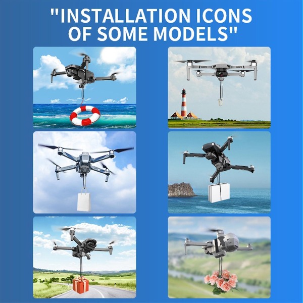 Universal RC Drone Airdrop for Drone Lastlevering Enhet Fiskeutløser System Bryllup Scene, Søk & Verktøy (1,6 pund Kapasitet)