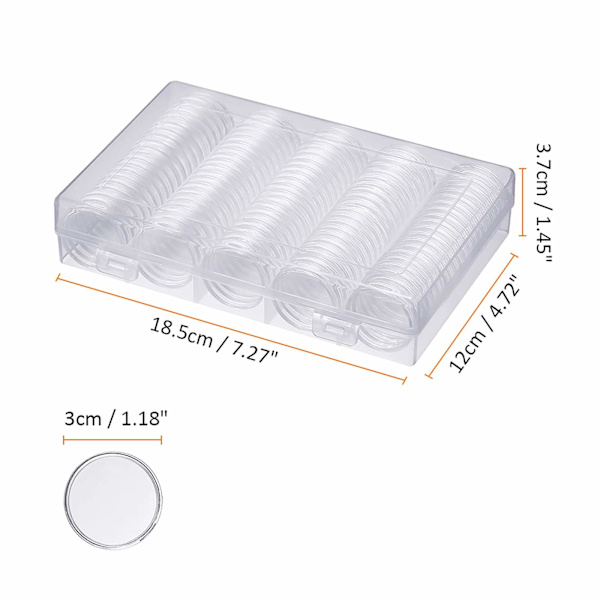 Plastmyntoppbevaringsboks 30 mm myntholder for samlemynter