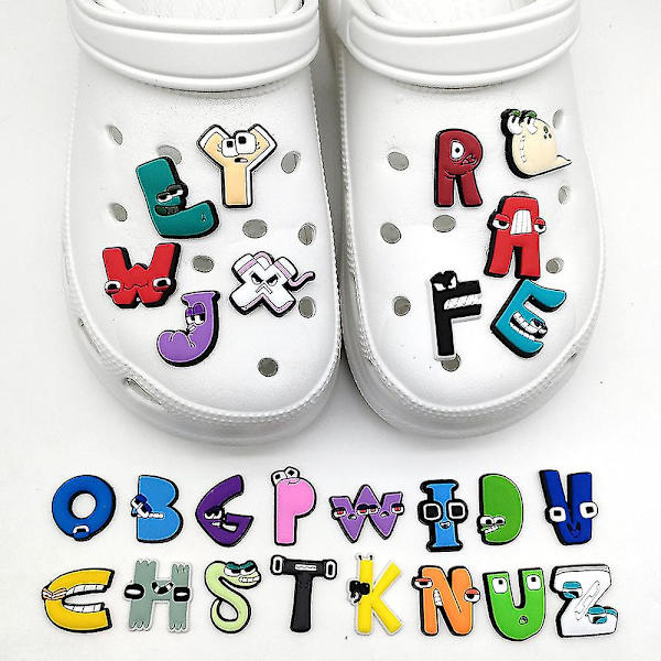26 kpl Alphabet Lore -aiheisia kenkäkoristeita, jotka sopivat yhteen tukkeutuvien sandaalien Crocs-kenkien kanssa, tarvikkeet, lahjat, juhlapalvelukset