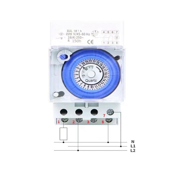 Mekanisk Timer 24 Timer Tidbryter Relé Elektrisk Programmerbar Timer 24 Timer Sul181h Din Skinne