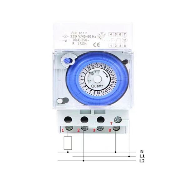 Mekanisk Timer 24 Timer Tidsafbryder Relæ Elektrisk Programmerbar Timer 24 Timer Sul181h Din Skinne