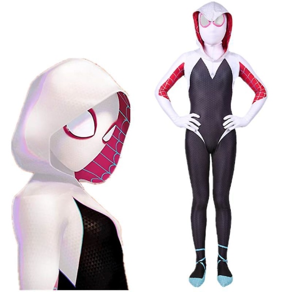 Spider-Man: Into the Spider-Verse Gwen Stacy Spidergirl Jumpsuit Kostyme for Jenter 95-115CM