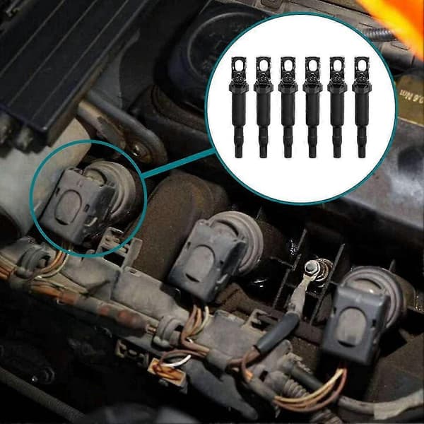6 stk/sett for E46 E60 E85 E90 Tenningsspoler med tennpluggkontakt 12138657273
