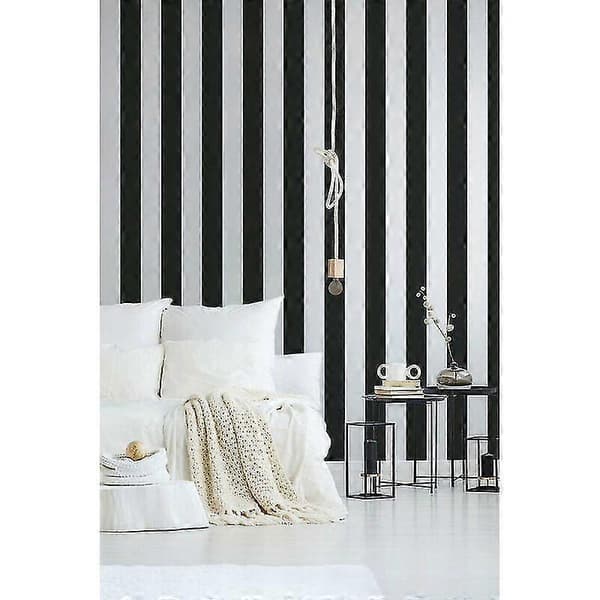 Svart Hvite Striper Tapet 9,5 X 0,53 M