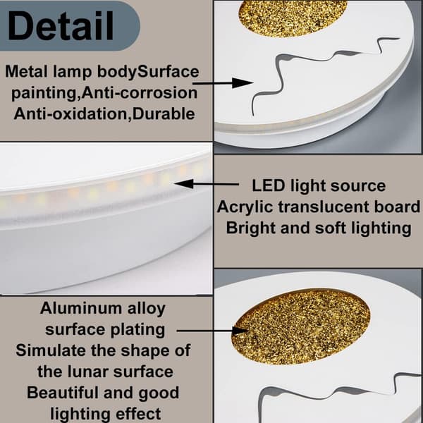 13W Indoor Wall Lamp, Moon and Mountain Pattern Design Wall Light Natural White 4000K Designer Wall Lamp, White Lamp
