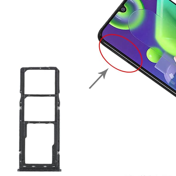 Til Samsung Galaxy M21 SM-M215 SIM-kortbakke + Micro SD-kortbakke Black