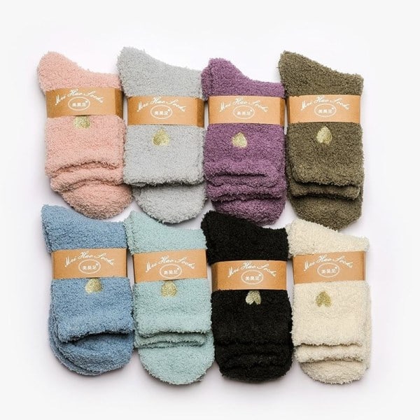 Mysiga varma söta fluffiga strumpor vinterstrumpor pack 6 par