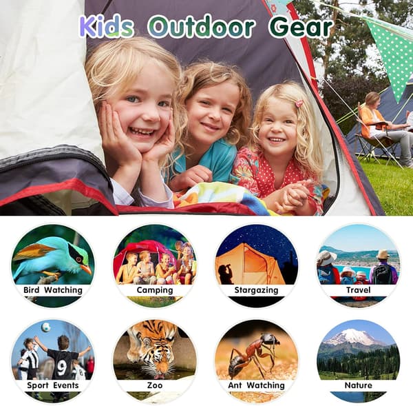 8x21 Kids Binoculars - Shockproof Compact for Bird Watching & Exploration | High Resolution (Pink)