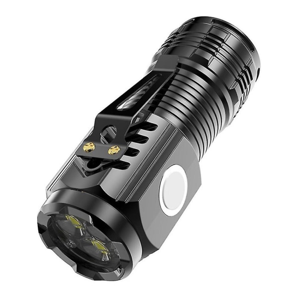Tre-øjet Monster Mini Lommelygte, Genopladelig Led Lommelygter Høj Lumen Black