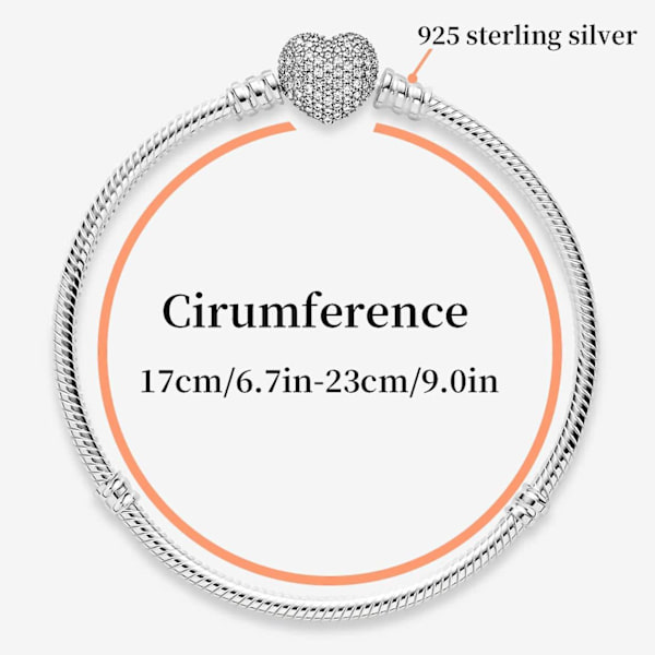Ormarmband för Pandora-berlocker Sterling Silver Moments Ormkedja Passar Alla Berlocker Presenter till Kvinnor Flickor (18cm)