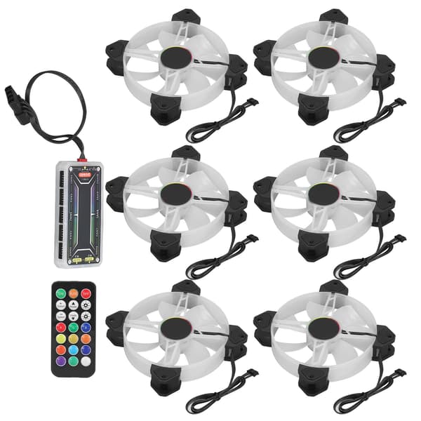 6st Computer Fan 120mm Ultra Quiet Adjustable Color RGB PC Computer Case Noise Reducing Cooling Fan with Remote Control Hub