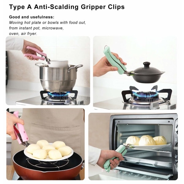 Rustfritt Stål Anti-Skålding Hott Skål Tallerken Grip Klips Tenger Klemme Holder for å Flytte Hott Plate eller Boller med Ovn (2-pakning)