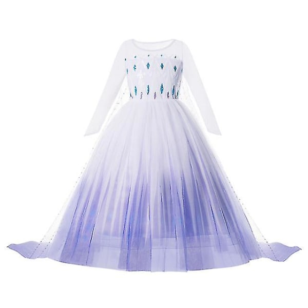 Tyttöjen Frozen Prinsessamekko: Sekavärisellä Verkolla Varustettu Pallomekko Elsan tai Annan Cosplayhin Elsa Dress A 11-12T (150)