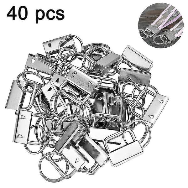 40-pak Nøgleholder Hardware med Nøglering, Nøglering Håndledsrem Bomuldshale Klips Webbing 26mm White Lat