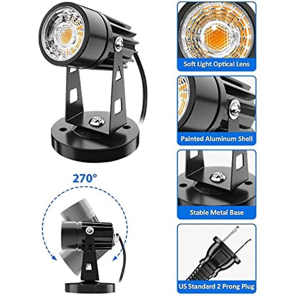 LED Spotlights 5w Up Lights Indendørs Spotlight Lampe Til Planter, 3 Farvetemperaturtilstande Landskabslys 2 Pack
