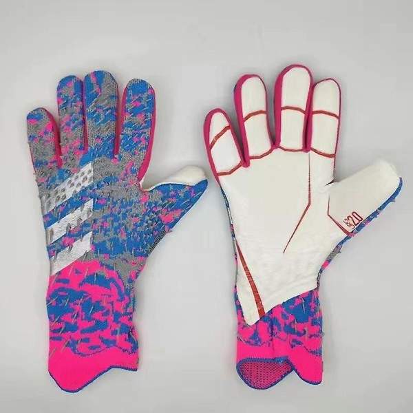 Professionella silikongummi Vattentäta halkfria handskar Latex Fotbollshandskar för vuxna barn #1 pink and blue 9