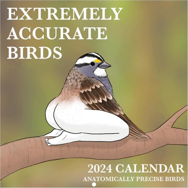 2024-kalender med ekstremt nøjagtige Bi 2024-fuglekalender-vægkalender 2024, sjove kalender-gag-gaver til familie, venner