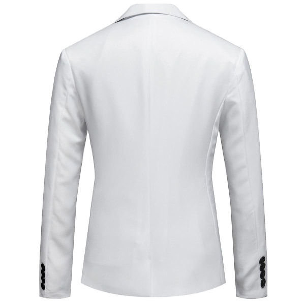 Allthemen Herre Business Casual Enknapps Hakk Lapel Ensfarget Blazer Suit Jacket White M