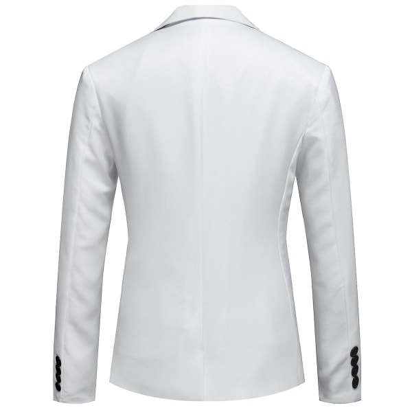 Allthemen Herre Business Casual One Butched Revers Ensfarvet jakkesæt White 2XL