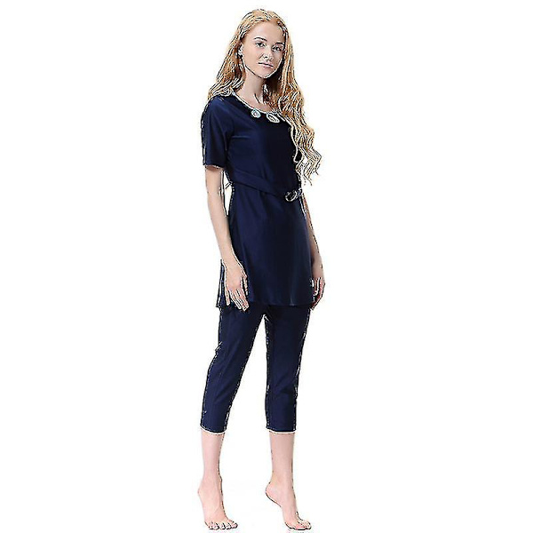Naisten Islamilainen Muslimi Uimapuvut Uimapuvut Peittävä Burkini Paras Lahja Navy Blue XL