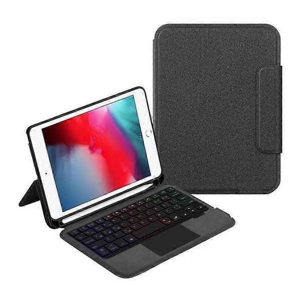 For iPad mini 4 / mini (2019) 7.9 inch Backlit Touchpad Keyboard Integrated Genuine Cowhide Leather St