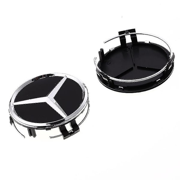 4-osainen auton vanteen peite, Benz-logo 75 mm vanteille, keskiön vanteen peitekehän logo 3 kulmaa vanteen merkki black