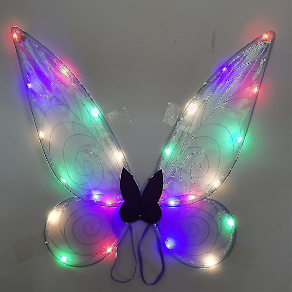 Ljusupplysta Fjärilsvingar för Flickor, Glittrande LED-vingar för Barn Vuxna Fest Halloween Cosplay Änglavingar Blue