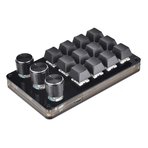 Mini Macro Mechanical Keyboard 12 Keys Fully Programmable Keyboard with 3 Knobs