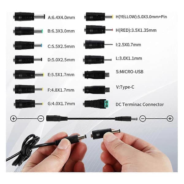 Strømadapter Strømforsyning, Justerbar AC/DC Adapter Opladerkontakt, Velegnet til DC 3V-24V LED-lys As Shown