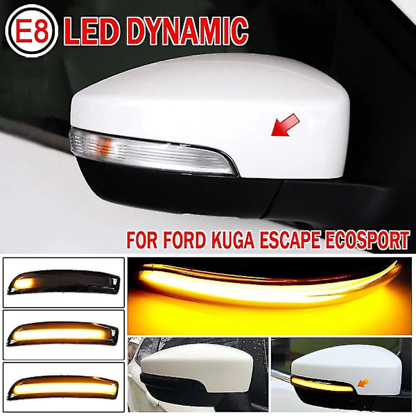 2 stk Dynamiske Blinklys LED Blinklys Røykte Flytende Bakspeil Lys Indikator For Ford Kuga Ecosport 2013-2018 Yellow
