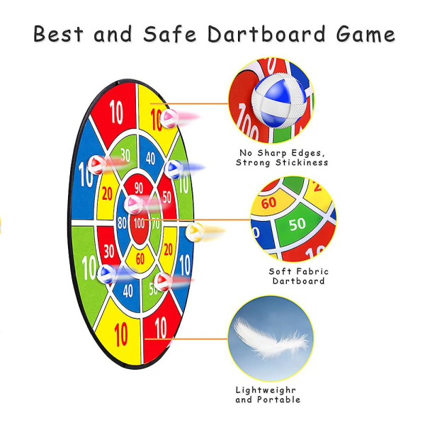 14 tuuman darttitaulu tahmeilla palloilla, kaksisivuinen darttitaulu, sisä- ja ulkopeli, darttipelit lelut, lasten syntymäpäivälahja A