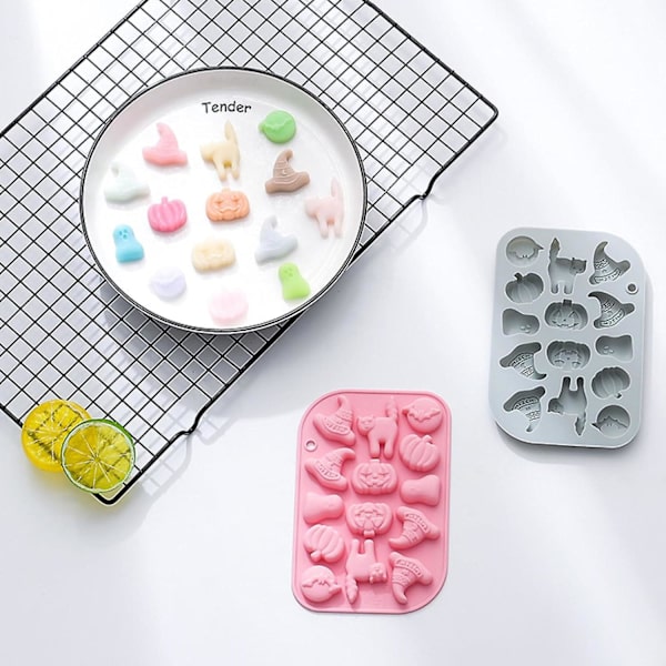 x Silikonforme til Påskechokolade - 16 Hulrum - Påskeæg, Kanin, Kurv - Non-Stick Bageform - Voks Smelteforme til Børn, Påskefest, DIY Chokolade Halloween A