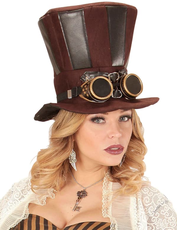Steampunk øreringe til voksne med fjer