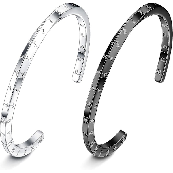 2 stk. Viking Armbånd Mobius Mænd Armbånd Viking Nordisk Stål Bog Sølv/sort