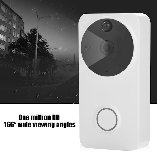 Låg strömförbrukning Hemlarm WiFi Trådlös Video Intercom Dörrklocka (Vit)