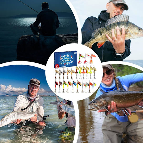 Advent Fiskekalender 2024, Fisketackelkalender, Julnedräkningskalender - 24 Dagars Sötvattens Fisketackelset