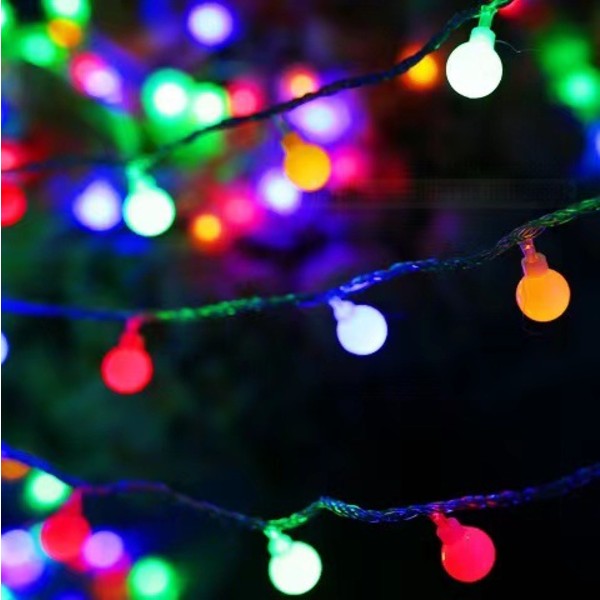 Silikon-fe-lys for julepynt Hvit kule Fargerik White ball Colorful 3 m 20lights 3 battery packs